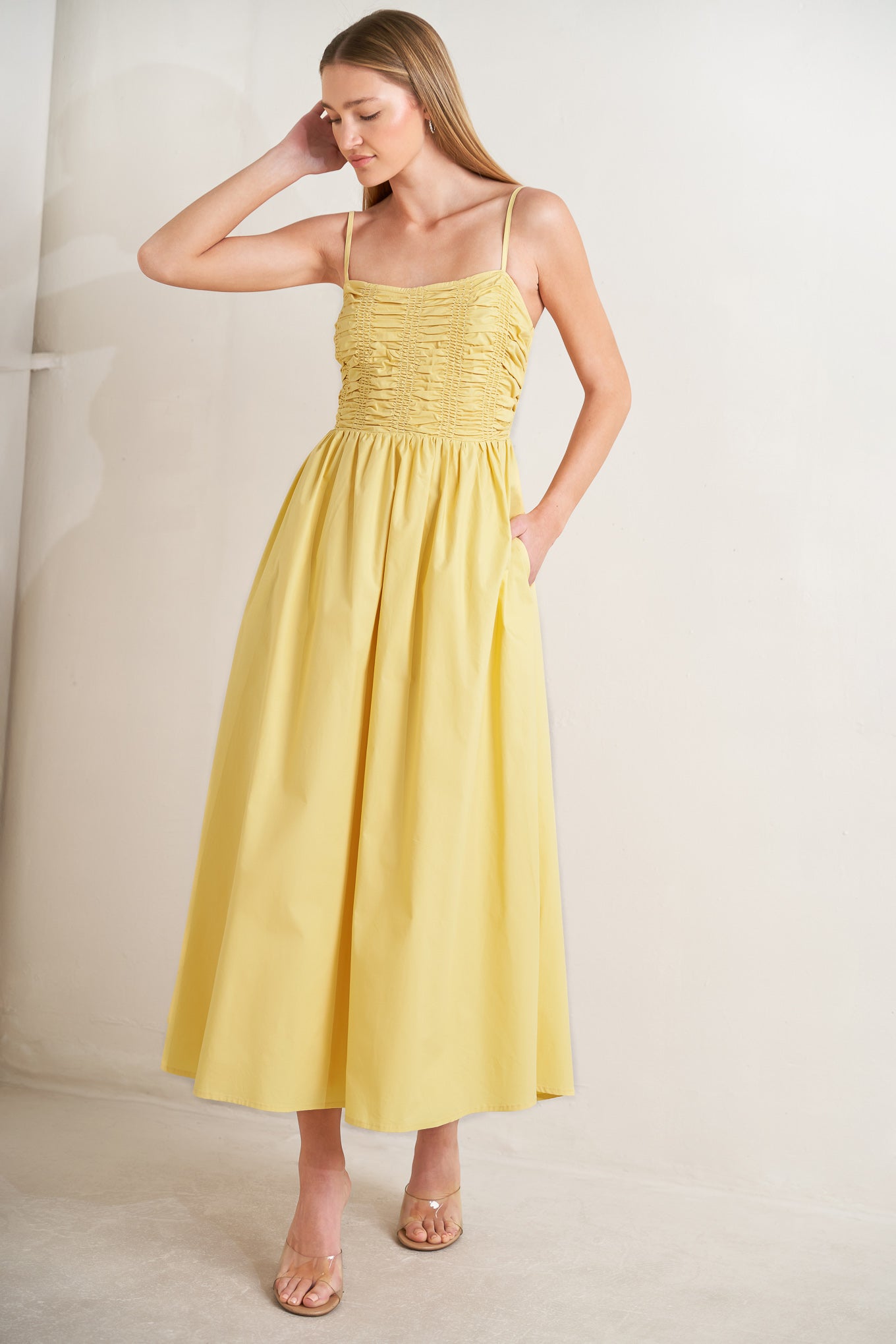 LEMON KISS WOVEN MIDI DRESS - Flying Tomato - DRESSES - Freemarket