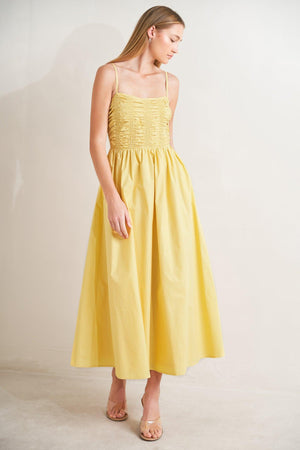 LEMON KISS WOVEN MIDI DRESS.