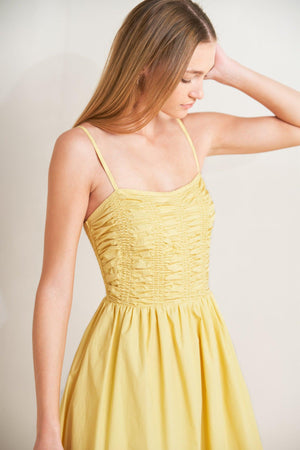 LEMON KISS WOVEN MIDI DRESS.