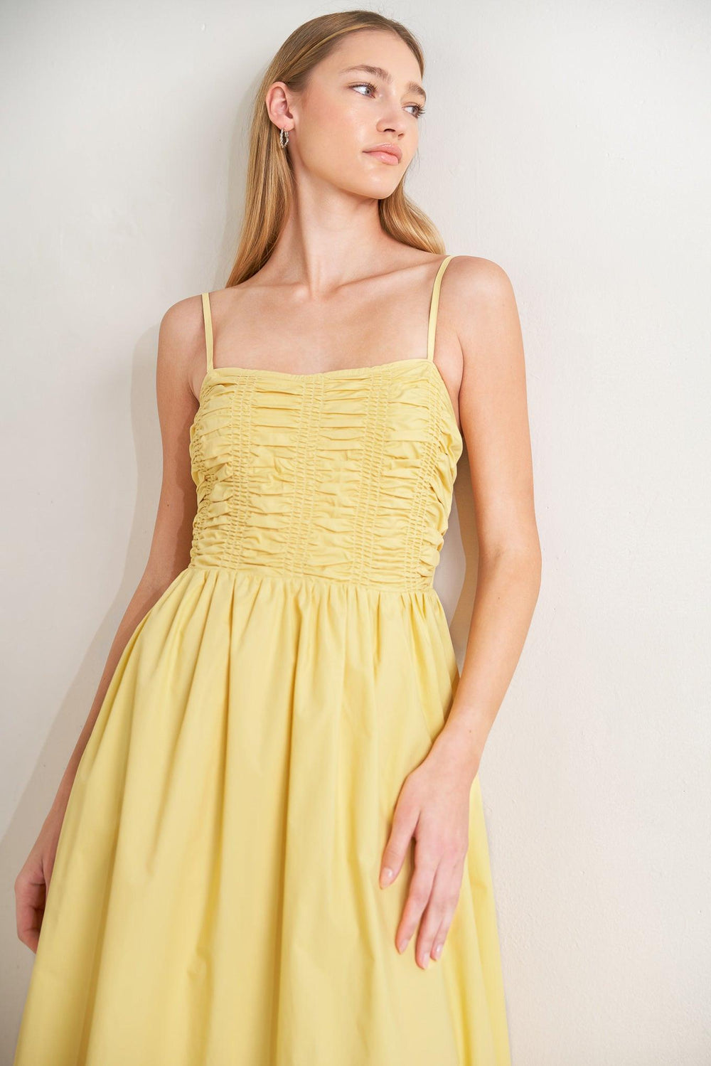 LEMON KISS WOVEN MIDI DRESS.