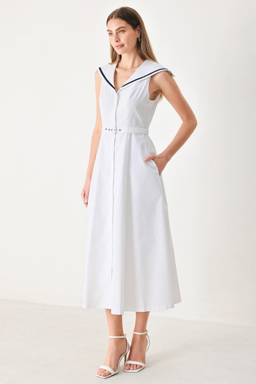 DARLING DAY WOVEN MIDI DRESS.