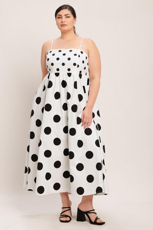PARISIAN SPOTLIGHT WOVEN MIDI DRESS.