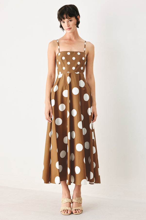 DOLCE VITA POLKA DOT WOVEN MIDI DRESS