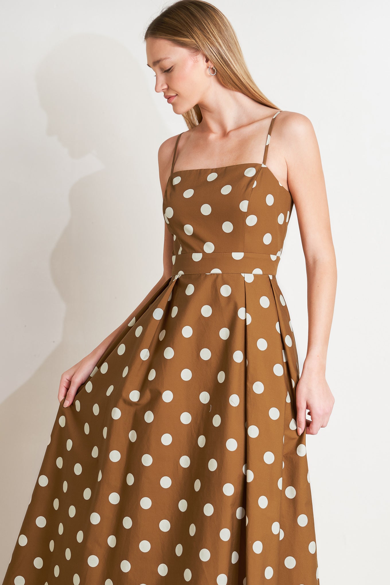 ESPRESSO DOT DREAM WOVEN MIDI DRESS - Flying Tomato - DRESSES - Freemarket