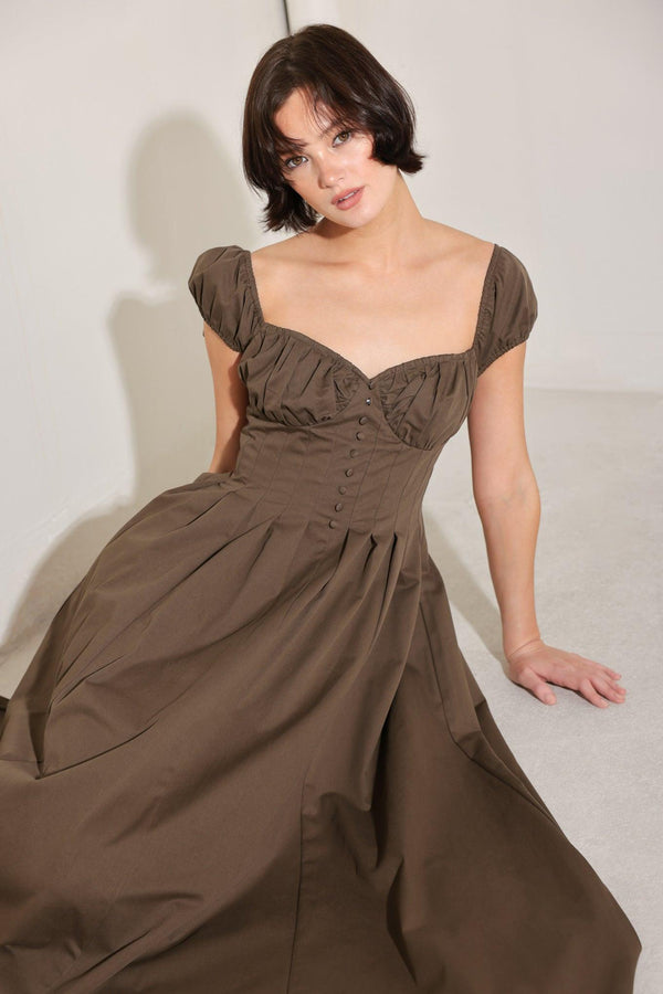 MOCHA MUSE MOMENT WOVEN MIDI DRESS - Flying Tomato - DRESSES - Freemarket