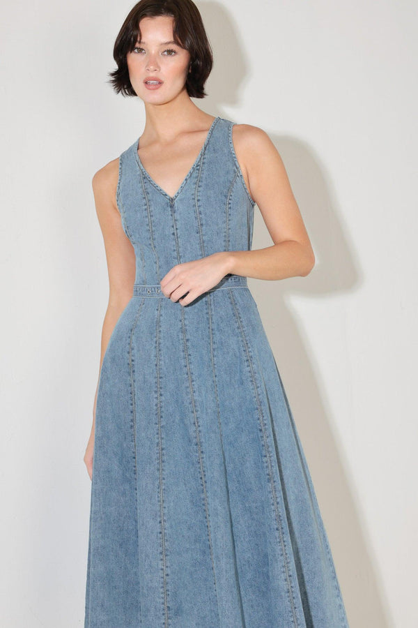 SIMPLY STUNNING DENIM MIDI DRESS - Flying Tomato - DRESSES - Freemarket