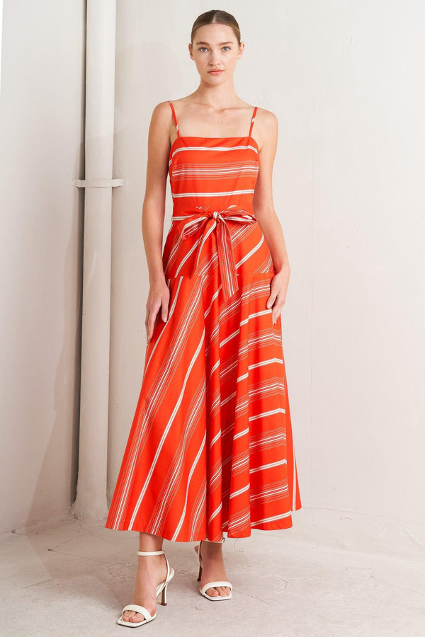 SWEET ESCAPE STRIPE WOVEN MIDI DRESS - Flying Tomato - DRESSES - Freemarket