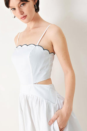 PURE ELEGANCE WOVEN MIDI DRESS.