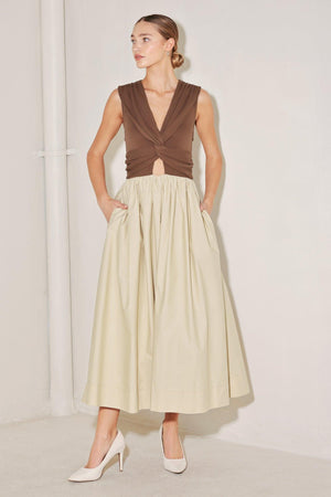 ANGEL VEIL SOLID MIDI DRESS.