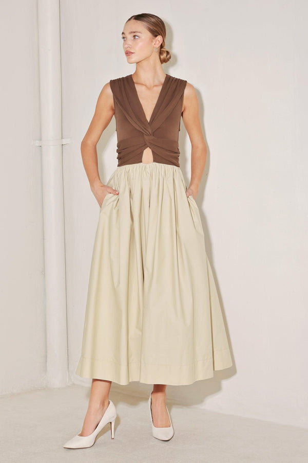 ANGEL VEIL SOLID MIDI DRESS.
