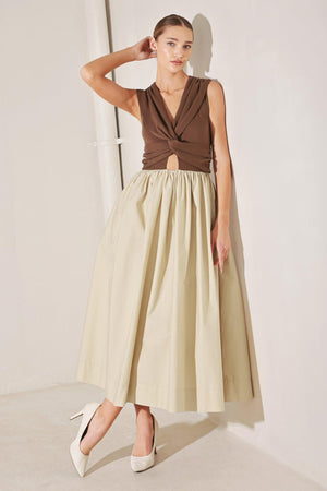 ANGEL VEIL SOLID MIDI DRESS.