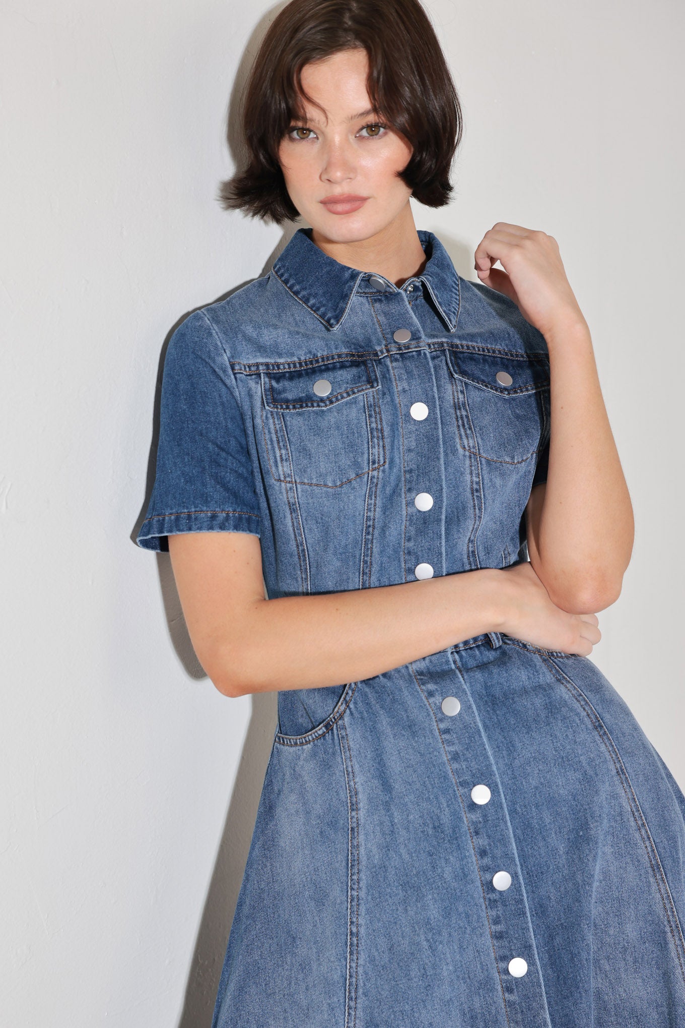 BLUEBIRD PROMENADE DENIM MIDI DRESS - Flying Tomato - DRESSES - Freemarket