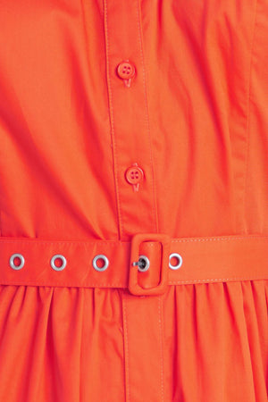 RUNWAY READY SCARLET WOVEN MIDI DRESS.