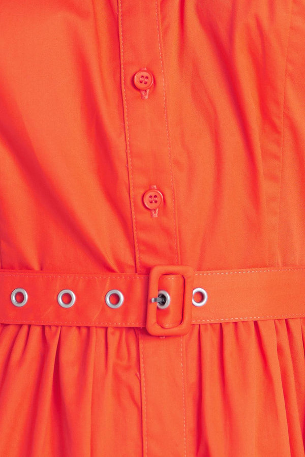 RUNWAY READY SCARLET WOVEN MIDI DRESS.