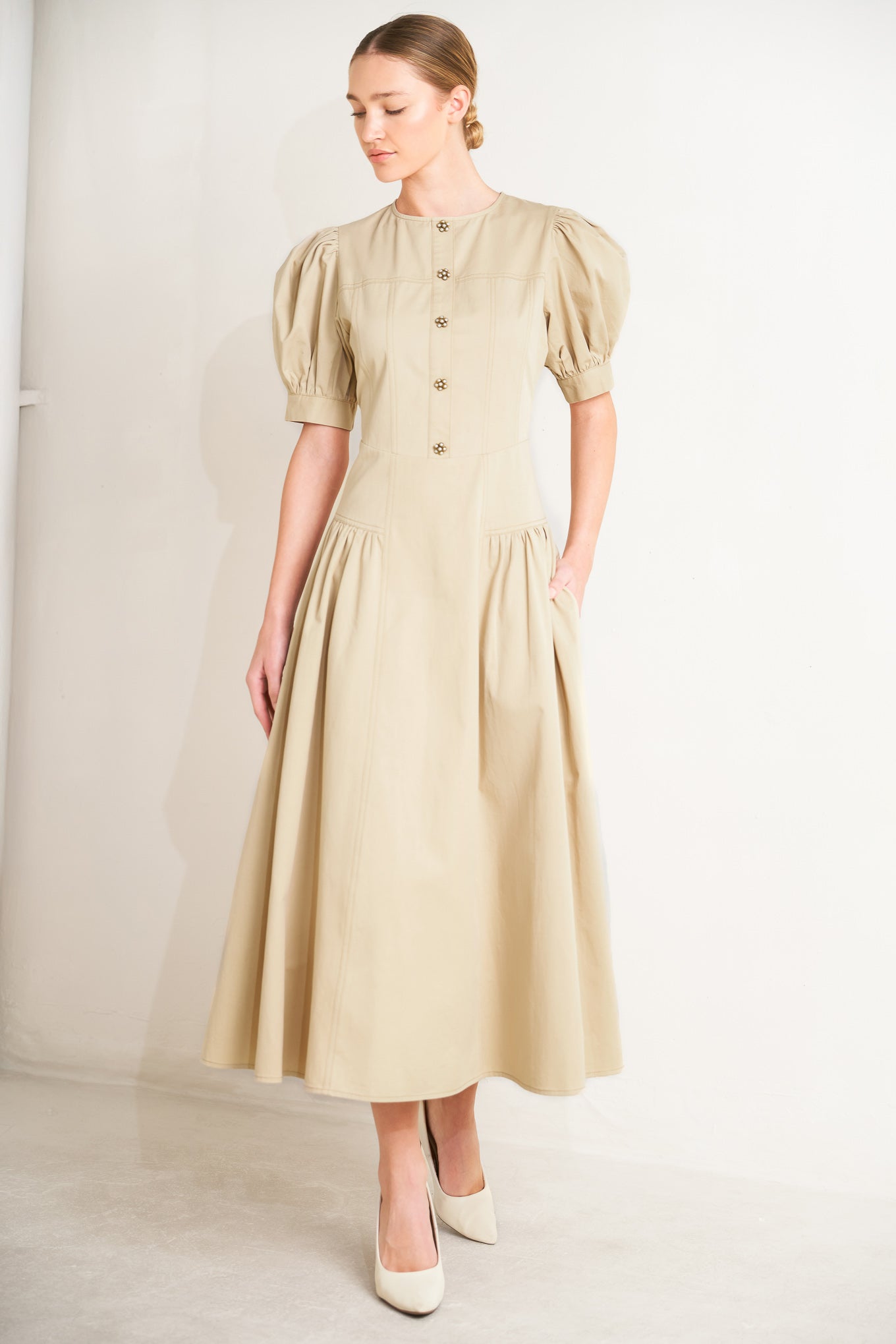 UNDERSTATED ICON WOVEN MIDI DRESS - Flying Tomato - DRESSES - Freemarket