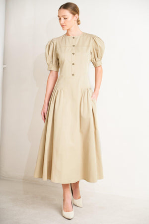 UNDERSTATED ICON WOVEN MIDI DRESS.