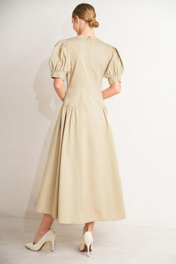 UNDERSTATED ICON WOVEN MIDI DRESS.