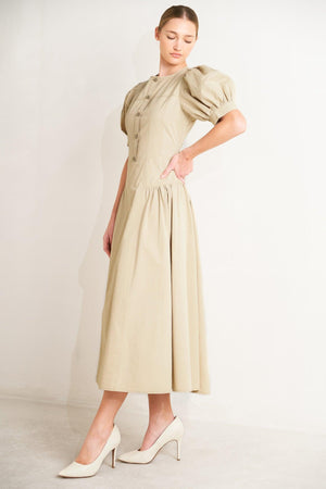 UNDERSTATED ICON WOVEN MIDI DRESS.
