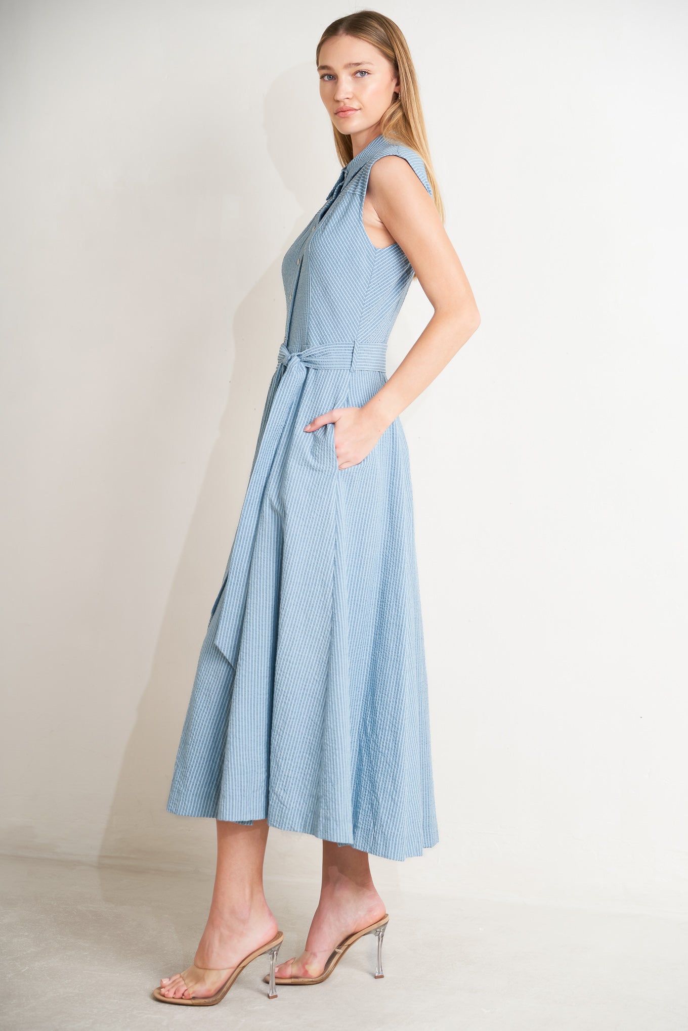 CAFE AU LAIT WOVEN MIDI DRESS - Flying Tomato - DRESSES - Freemarket