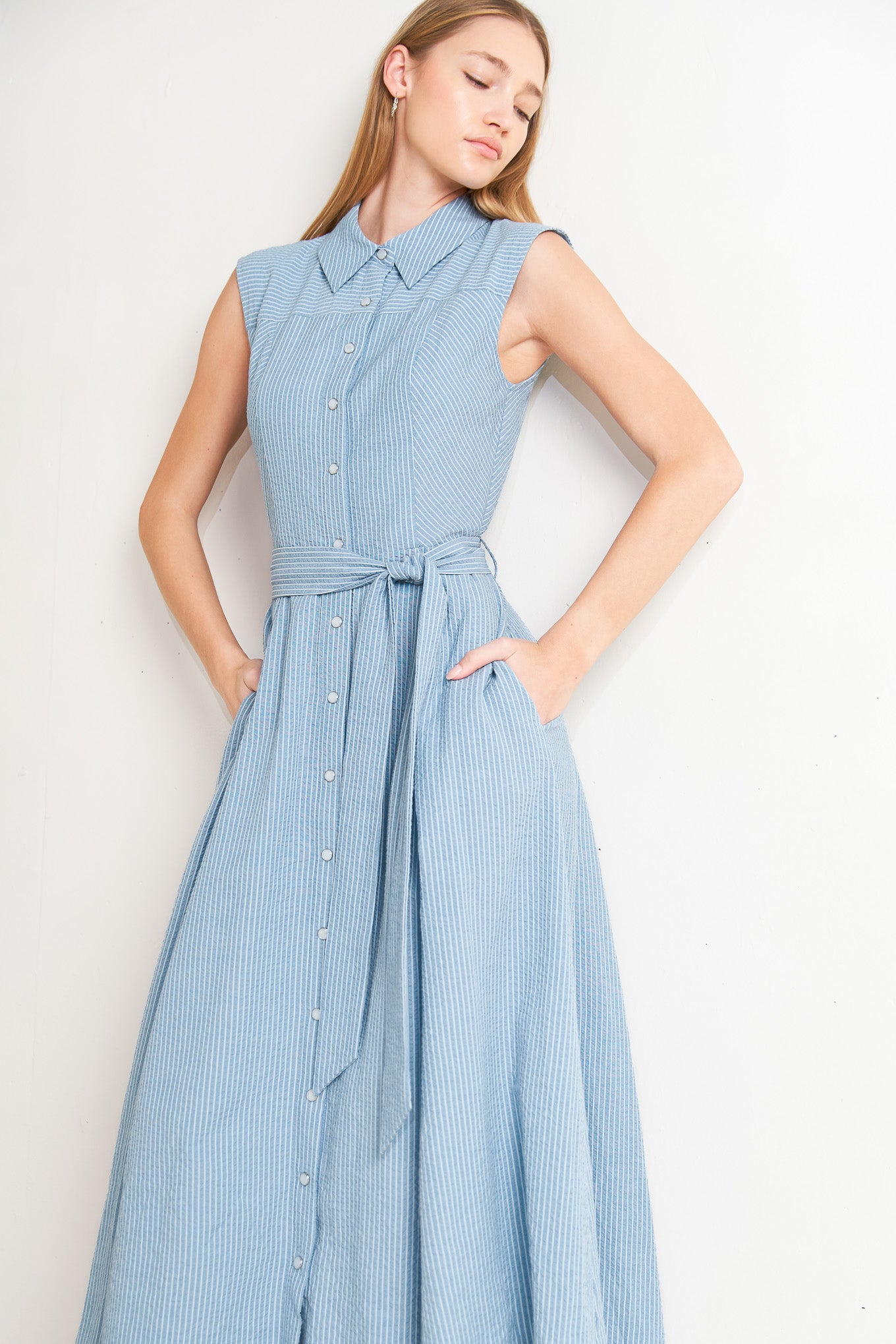 CAFE AU LAIT WOVEN MIDI DRESS - Flying Tomato - DRESSES - Freemarket