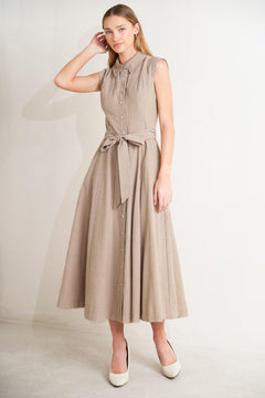 CAFE AU LAIT WOVEN MIDI DRESS.