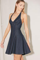 DARK WAVE DENIM MINI DRESS.