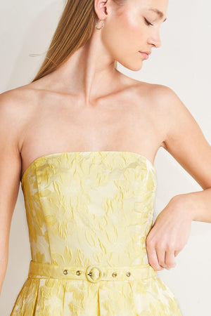 BUTTERCUP BLOOM WOVEN MIDI DRESS.