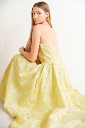 BUTTERCUP BLOOM WOVEN MIDI DRESS.