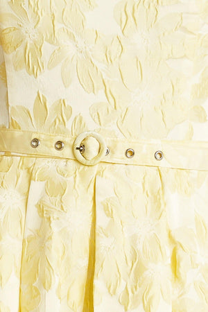 BUTTERCUP BLOOM WOVEN MIDI DRESS.