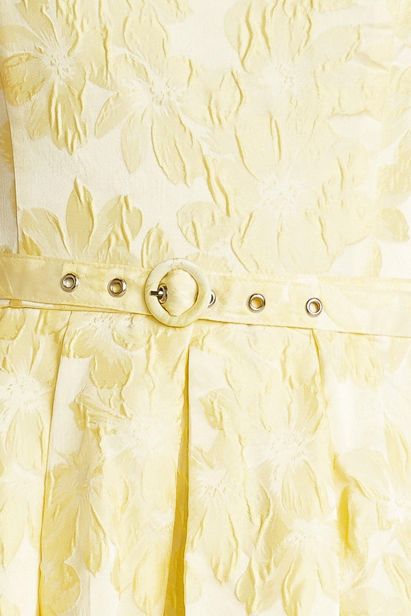 BUTTERCUP BLOOM WOVEN MIDI DRESS.
