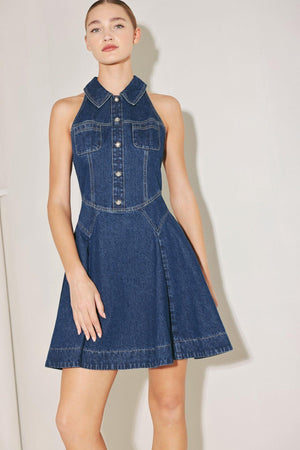 COOL GIRL COMEBACK DENIM MINI DRESS.