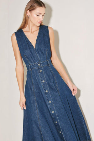 PARIS IN  DENIM MIDI DRESS.