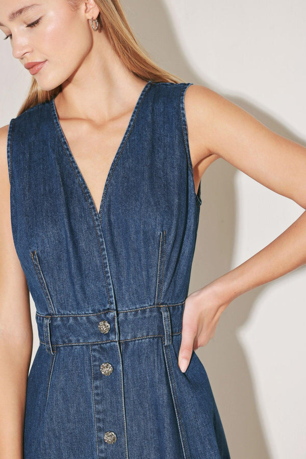 PARIS IN  DENIM MIDI DRESS.