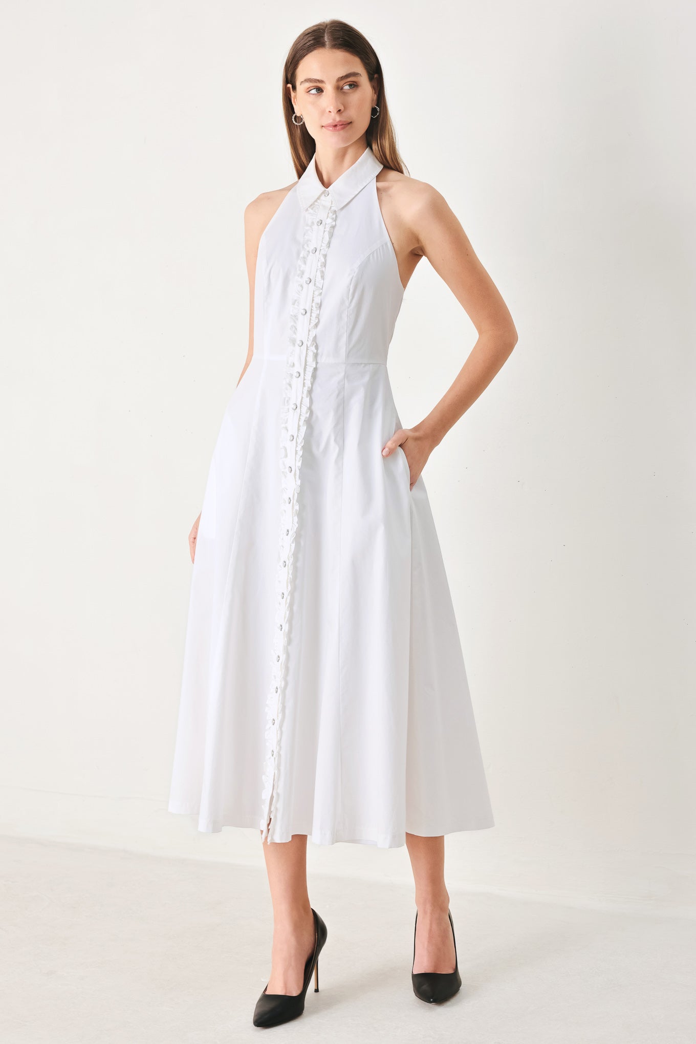 ANGEL CHARM WOVEN MIDI DRESS.
