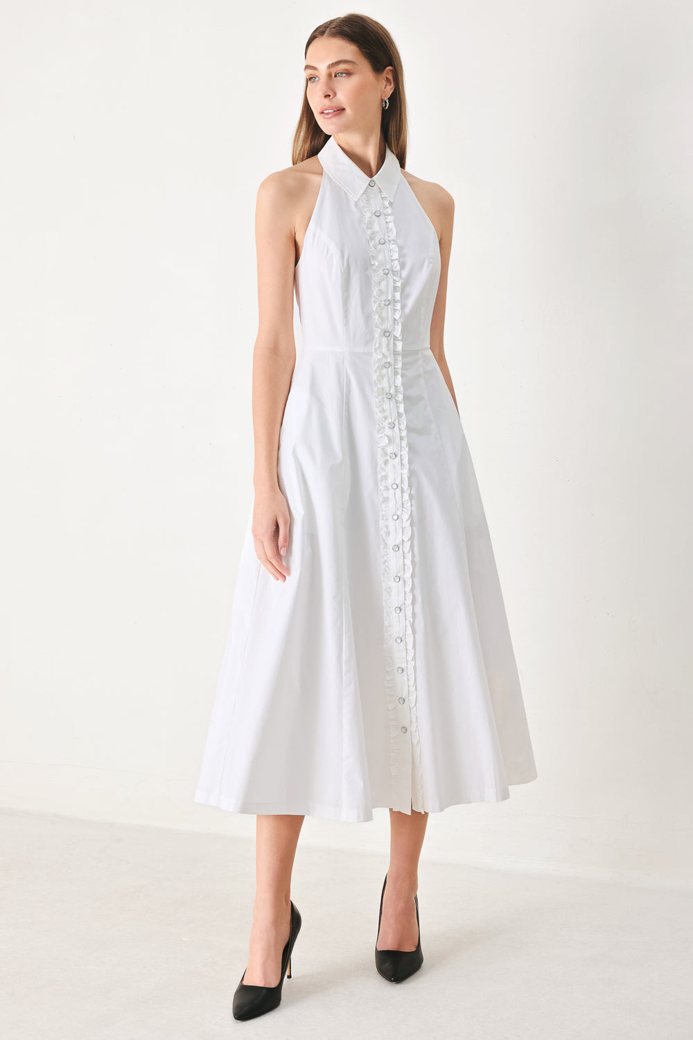 ANGEL CHARM WOVEN MIDI DRESS.