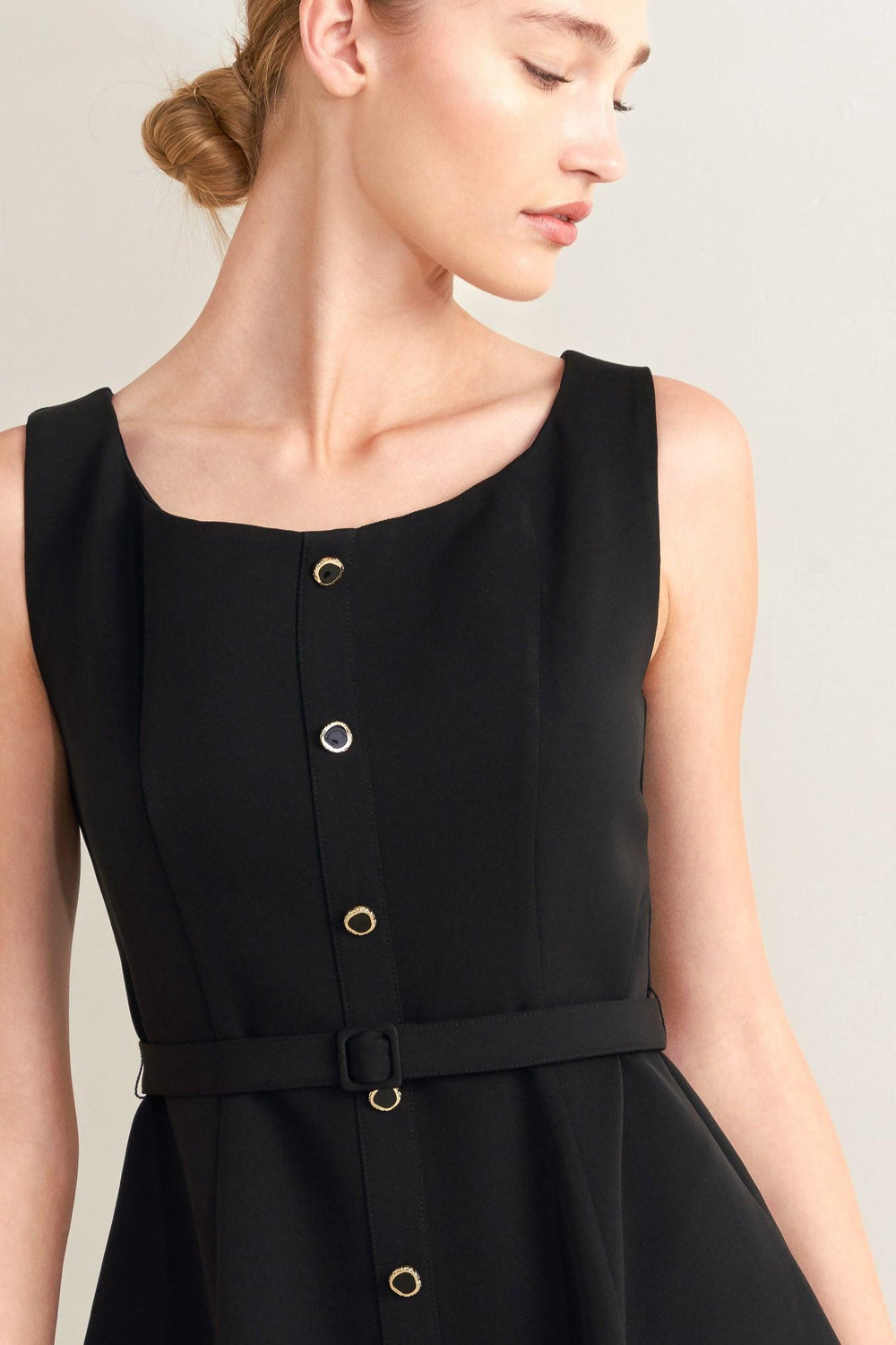 PARIS AFTER DARK WOVEN MIDI DRESS.