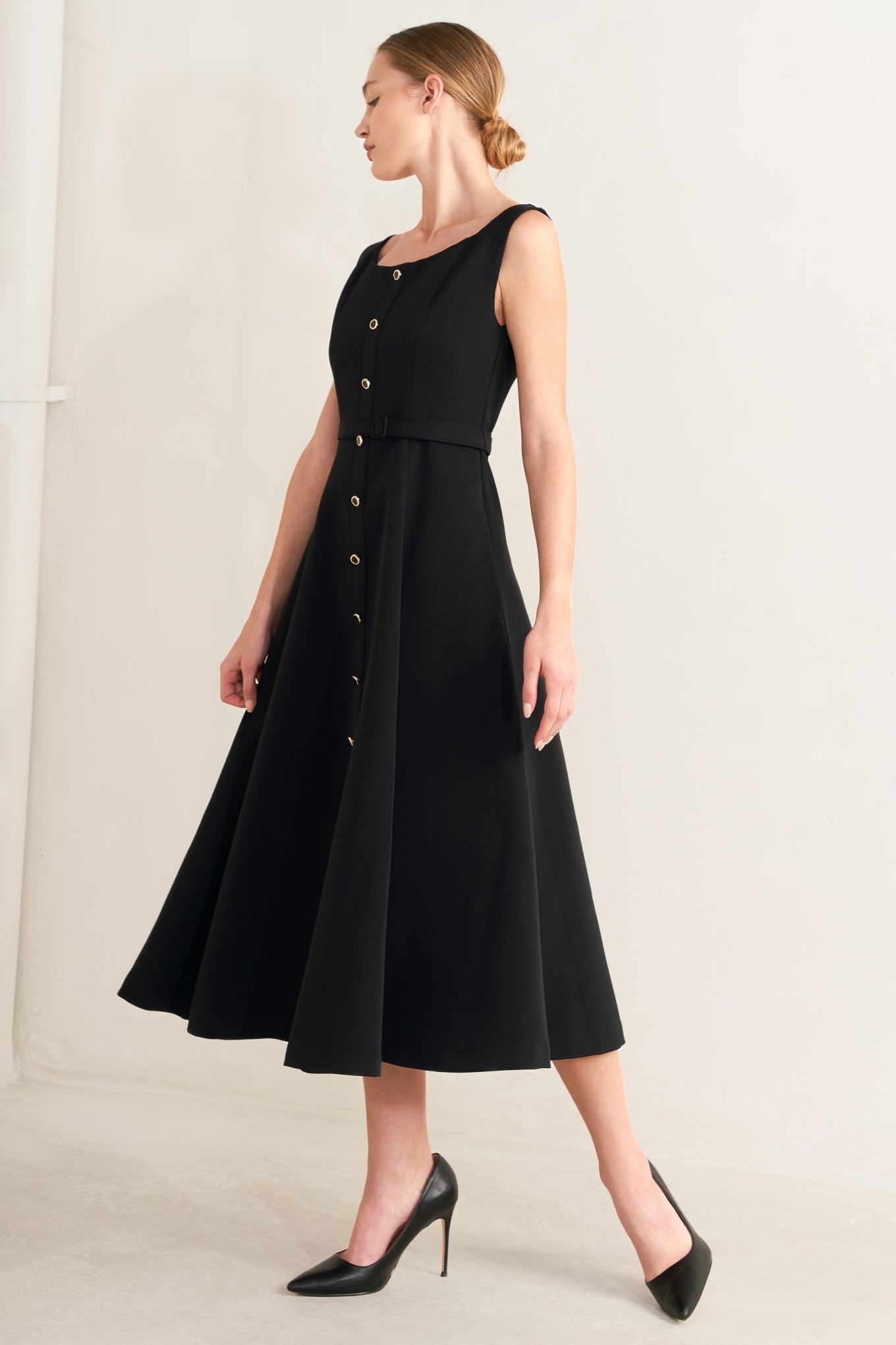 PARIS AFTER DARK WOVEN MIDI DRESS