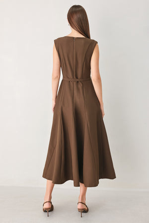 HAZELNUT BALLET WOVEN MIDI DRESS