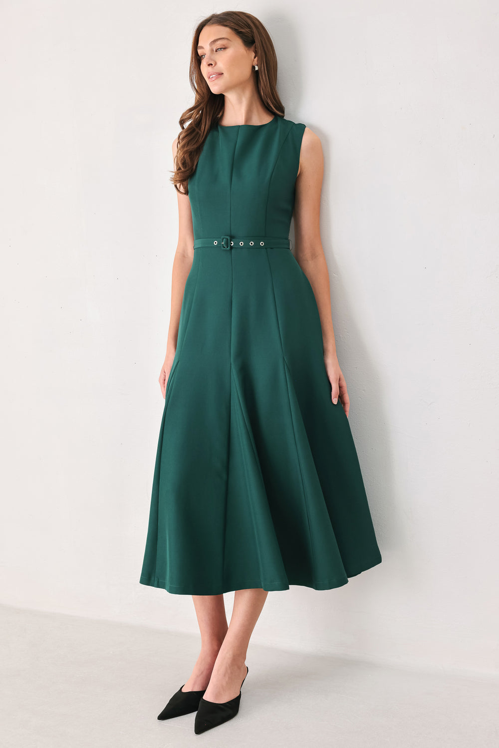 HAZELNUT BALLET WOVEN MIDI DRESS