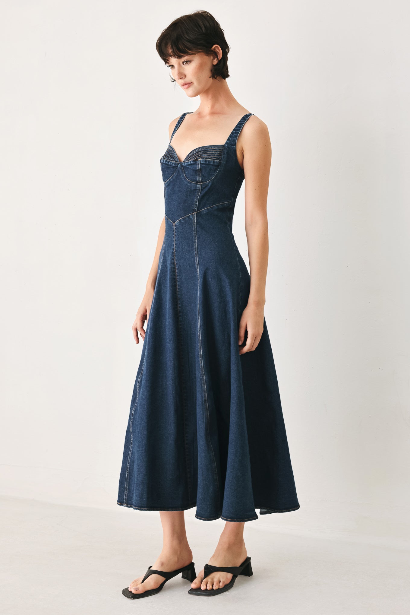 WESTERN CHARM DENIM MIDI DRESS l FLYING TOMATO INDIGO DENIM / M