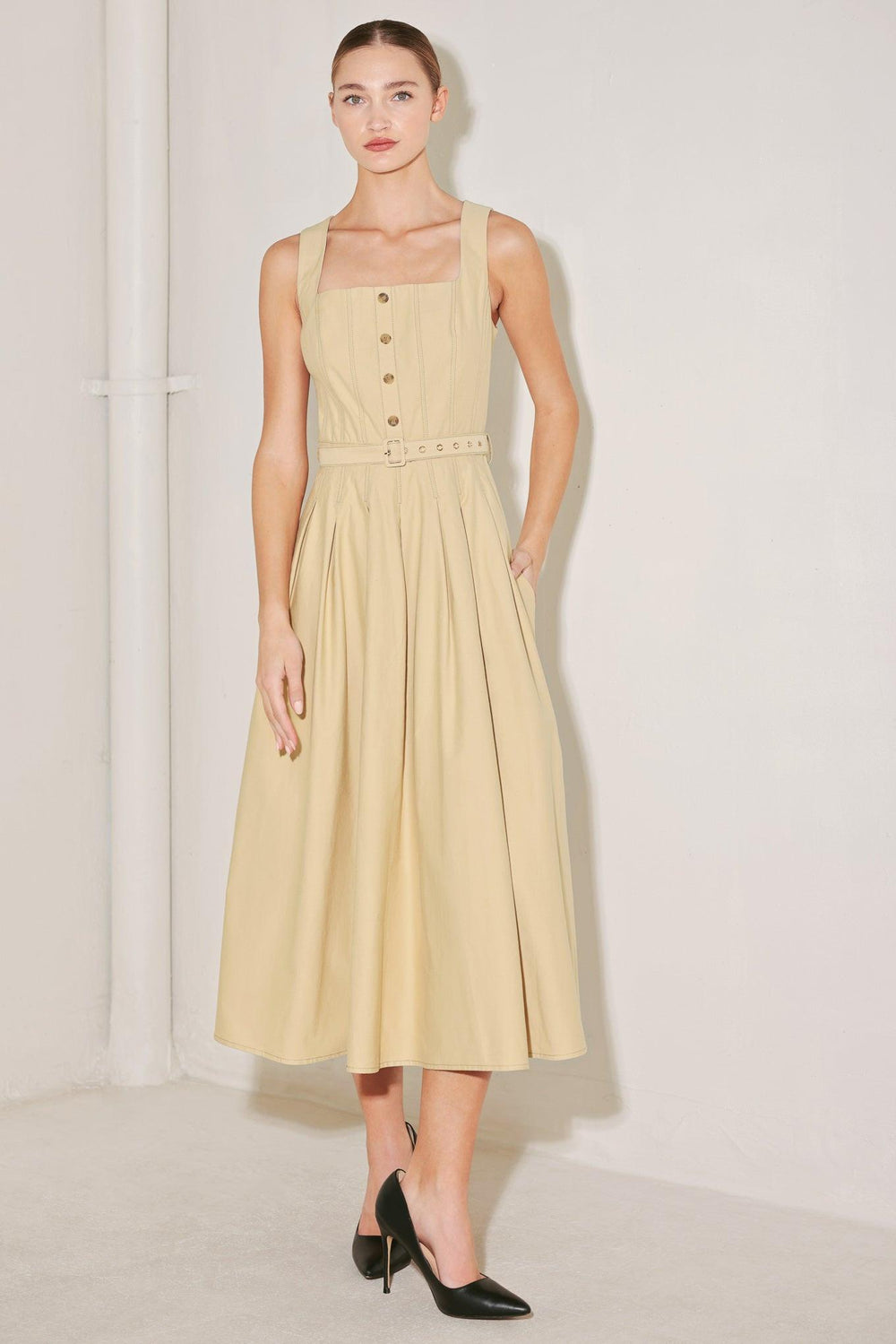 SAHARA GRACE WOVEN MIDI DRESS.