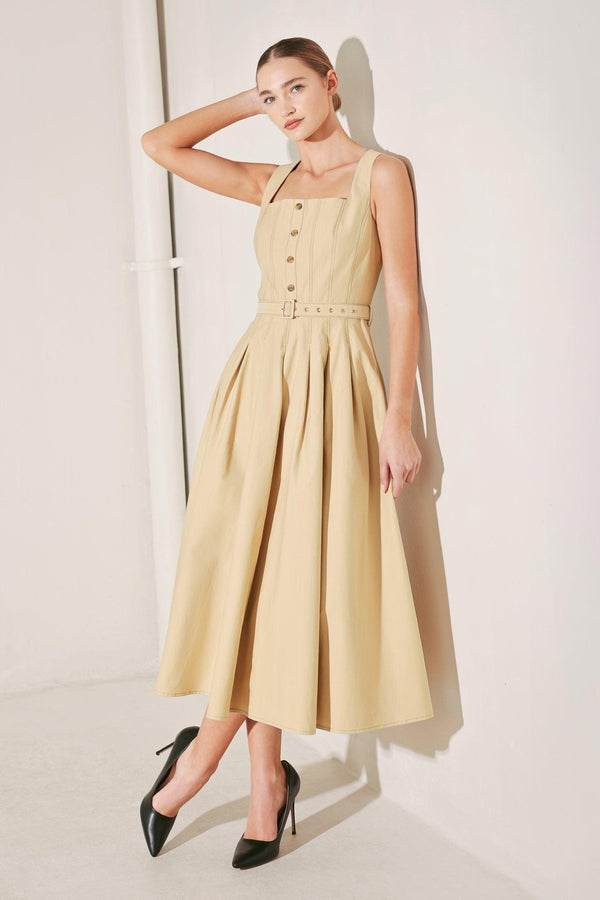 SAHARA GRACE WOVEN MIDI DRESS.