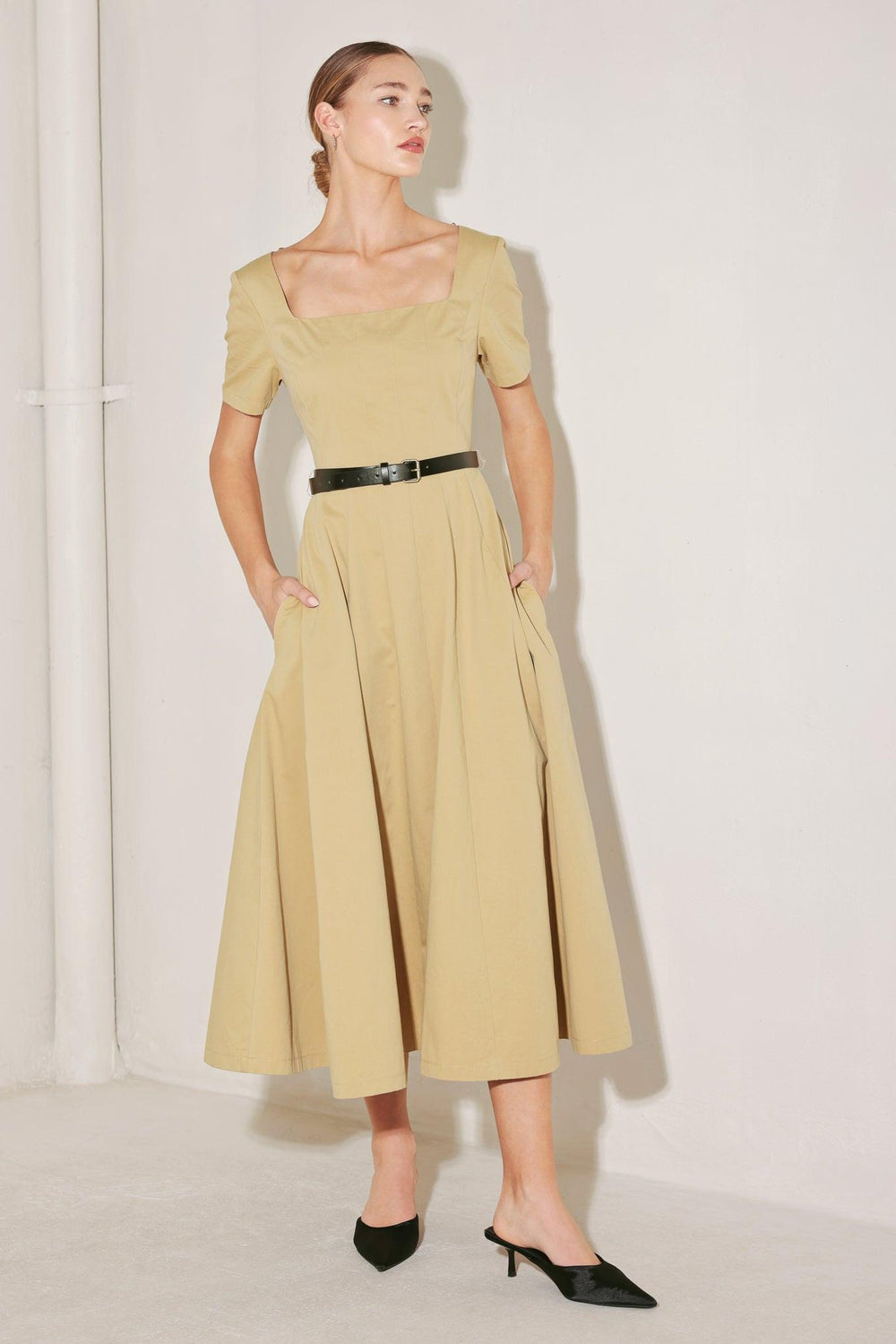 [PREORDER] WARM STONE EDIT WOVEN MIDI DRESS.
