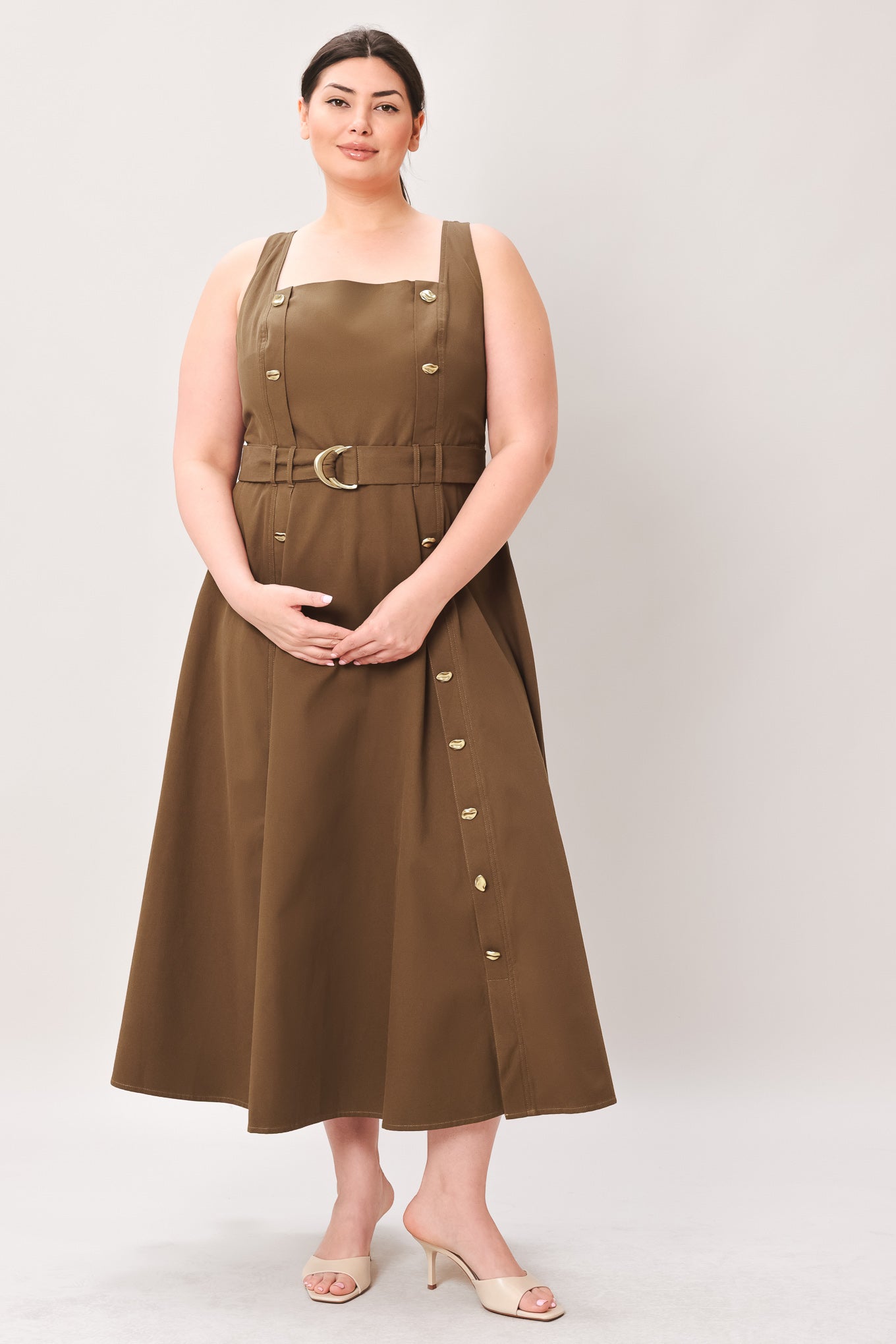 SWEET SIENNA WOVEN MIDI DRESS