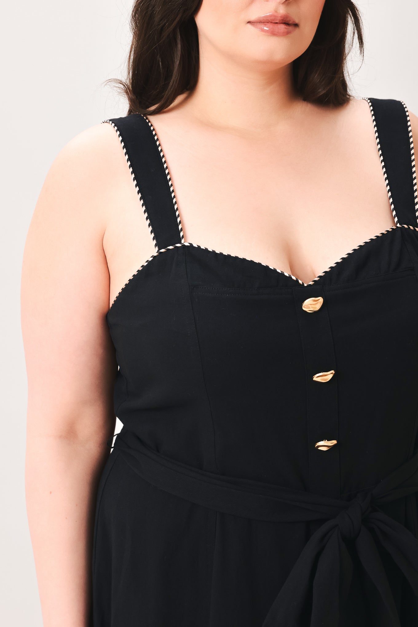 LOVELY NOIR WOVEN MIDI DRESS.