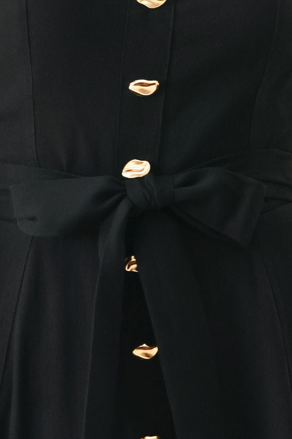 LOVELY NOIR WOVEN MIDI DRESS.