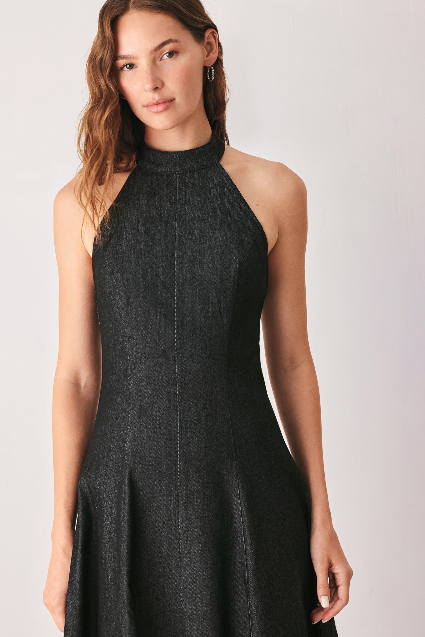 AFTER DARK HALTER DENIM MIDI DRESS l FLYING TOMATO – Flying Tomato