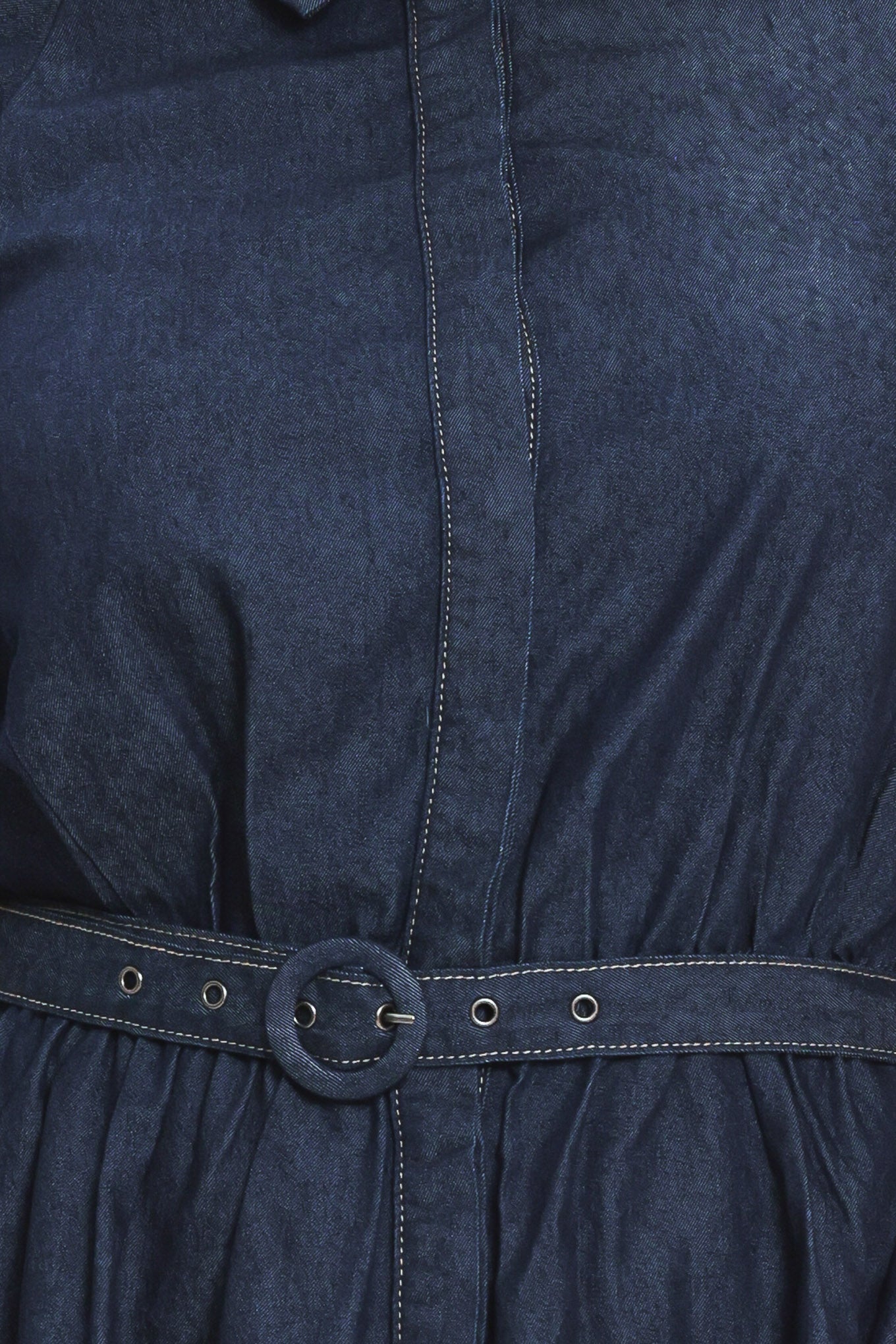 MIDNIGHT IN MANHATTAN DENIM MIDI DRESS