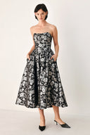 MIDNIGHT SPARKLE SWEETHEART MIDI DRESS