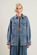 BREATHTAKING CHARM DENIM MIDI JACKET.